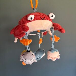 Adorable Red Crab Baby Mobile with Plush Sea Creatures